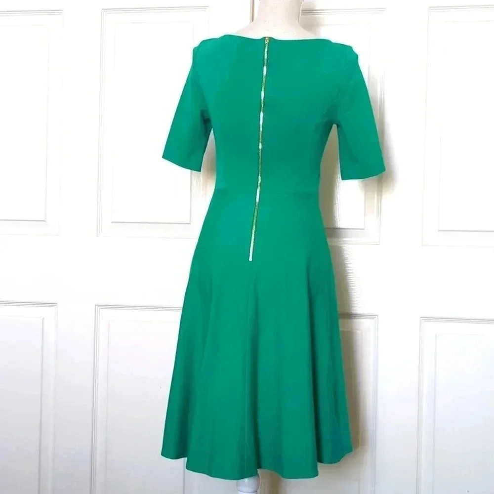 Kate Spade Green Ponte Knit Midi Short Sleeve Dress - Picture 5 of 7